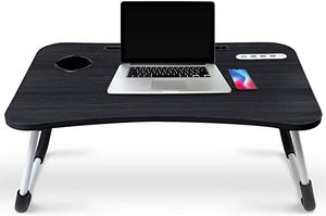 lot 7861 image: Hometech Solutions Foldable Laptop Table With Tablet Stand And Cup Holder