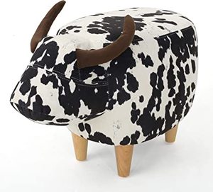 lot 7867 image: Noble Home Bertha Milk Cow Patterned Velvet Ottoman
