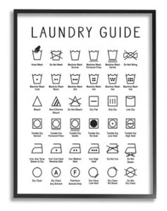 lot 7868 image: 24x30 Minimal Laundry Guide Cleaning Chart Helpful Symbols Oversized Stretch Canvas Wall Art