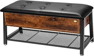 lot 7672 image: VivoHome Storage Bench With Padded Seat Black - Retail $149.99