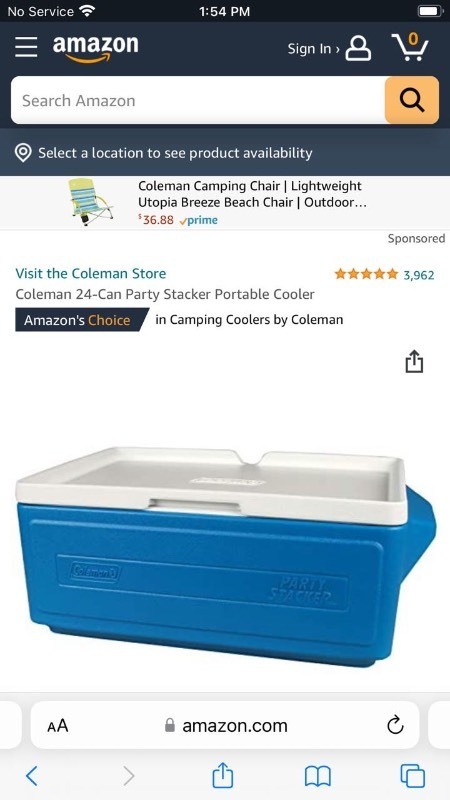 lot 6541 image: NO LID - Coleman Chiller Party Stacker 24 Can