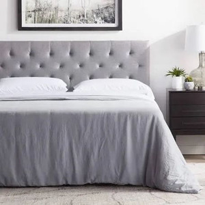 lot 7001 image: Mid-Rise Upholstered Headboard-Queen, Stone (just the headboard)