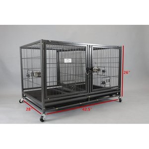 lot 7003 image: Homey Pet Stackable Dog Cage with Wheel Divider & Tray 43 L x 26 W x 28 H