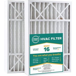 lot 7019 image: Green Label 16x25x5 HVAC Air Filter, AC Furnace Air Ultra MERV 16 - Pack of 2 (a little bent)