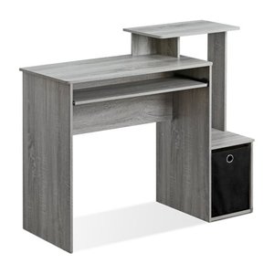 lot 7023 image: Furinno Econ Multipurpose Home Office Computer Writing Desk with Bin, French Oak Grey, Multiple Colors