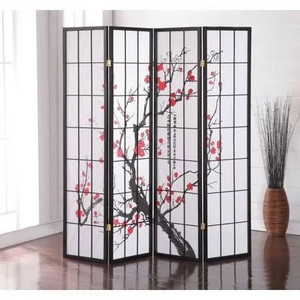 lot 7029 image: Japanese Plum Blossom 4 Panel Room Divider
