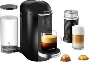 lot 7041 image: Nespresso - VertuoPlus Deluxe Black Bundle by Breville with Aeroccino3 - Piano Black