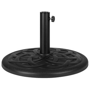 lot 7045 image: Flash Furniture Universal Black Cement Patio Umbrella Base with Weatherproof Plastic Polymer Coating - 19.25 Diameter