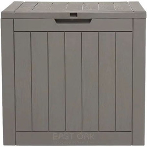 lot 7048 image: EAST OAK Deck Box, 31 Gallon IndoorOutdoor Storage Box with Lockable Lid for Patio Cushions, Pool Accessories, Toys, Gardening Tools, Sports Equipment, Waterproof and UV Resistant Resin, Grey