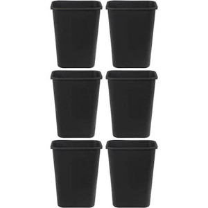 lot 7049 image: AmazonCommercial 10 Gallon Commercial Office Wastebasket, Black, 6-Pack