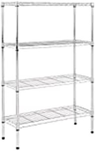 lot 7065 image: AmazonBasics 4-Shelf Shelving Unit - Chrome - unknown hardware