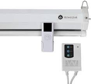 lot 7085 image: BJJ-B Motorised Projector Screen Curtain Blind Remote Control Wireless Trigger - similar to one pictured, light damage