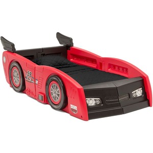 lot 7086 image: Delta Children Grand Prix Race Car Toddler and Twin Bed, Red