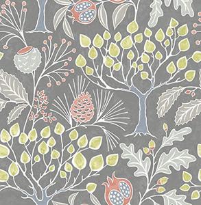 lot 49142 image: NuWallpaper Groovy Garden Grey Peel & Stick Wallpaper