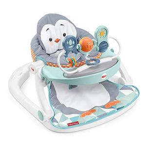 lot 49144 image: Fisher-Price Sit-Me-Up Floor Seat with Tray, Penguin-Themed Portable Infant Chair