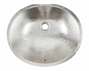 lot 49181 image: Sinkology Pavlov Oval Hand Crafted Bathroom Sink, 19-14in., Hammered Nickel