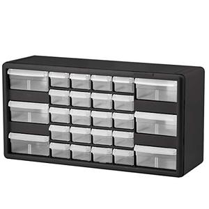 lot 49190 image: Akro-Mils 26-Drawer Plastic Parts Storage Hardware and Craft Cabinet,Black Gray