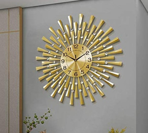 lot 49205 image: FLEBLE Large Wall Clock for Living Room Decor Modern Gold Silent Wall Clock 24in