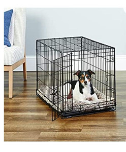 lot 49253 image: World 30in.Double Door Folding Metal Dog Crate, Includes Leak-proof Plastic