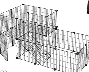 lot 49254 image: SONGMICS Pet Playpen, Small Animal Playpen, Black