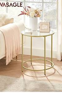 lot 49276 image: Vasagle Round Side Table, Gold