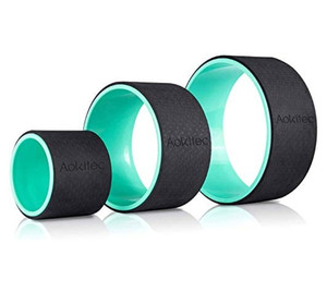 lot 49277 image: Aokitec Yoga Wheel Set, 3 Pack Yoga Back Wheel Roller Set with Yoga Strap, 12, 10, 6 inch, Green