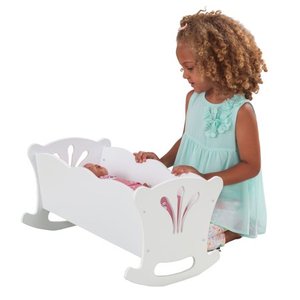 lot 49287 image: KidKraft Wooden White Lil Doll Rocking Cradle for 18-inch Dolls Model 60101