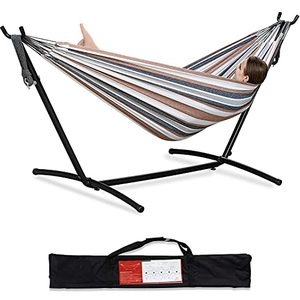 lot 49296 image: PNAEUT Double Hammock with Space Saving Steel Stand