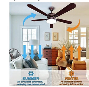 lot 49315 image: Ohniyou 4 Blade Ceiling Fan With Intergrated Lights, Brown