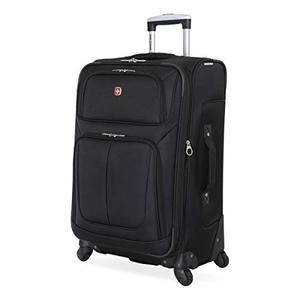 lot 49330 image: SwissGear Sion Softside Expandable Luggage, Black, Checked-Medium 25-Inch