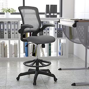 lot 49417 image: Flash Furniture Mid-Back Dark Gray Mesh Ergonomic Drafting Chair