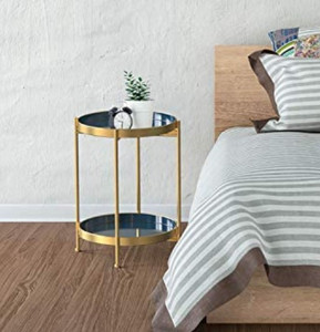 lot 49426 image: Round 2 Tier Side Table, Gold Metal