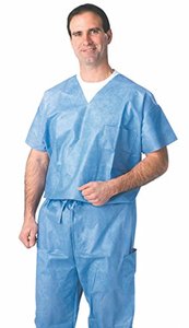 lot 49458 image: Medline Disposable Scrub Pants, Drawstring Waist, XL Size, Blue
