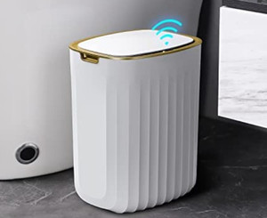 lot 49462 image: MOPUP Automatic Trash Can for Bathroom with Lid, 3.7 Gallon