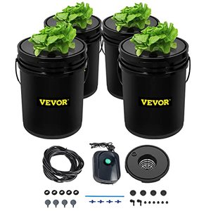 lot 49468 image: VEVOR DWC Hydroponic System, 5 Gallon Bucket- 4 Buckets,4Lids