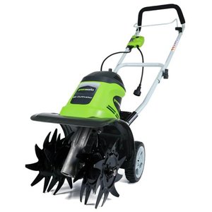 lot 49469 image: Greenworks 10 8 Amp Front-Tine Standard Rotating Corded Electric Walk Behind Tiller