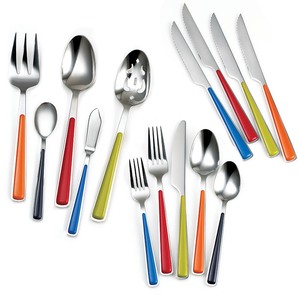 lot 24862 image: Fiesta - 53-Piece Merengue Multicolor Flatware Set with Steak Knives (Service for 8)  Mirror Finish - Retail $159.99