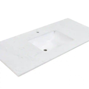 lot 24869 image: Altair - Engineered Composite Stone Single Basin Vanity Top in White with White Basin  49 in.- Retail $499.00