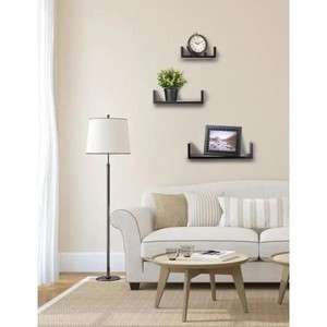 lot 24874 image: Wooden Floating Wall Shelves Espresso Finish (Set of 3) - Retail $19.99