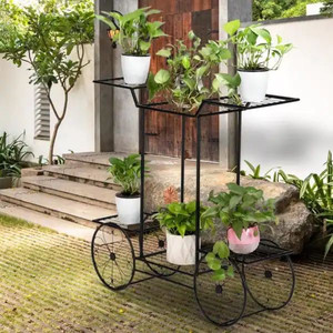 lot 24881 image: Black Metal Painted 6-Shelf Plant Stand - 30 in. H - Retail $50.38