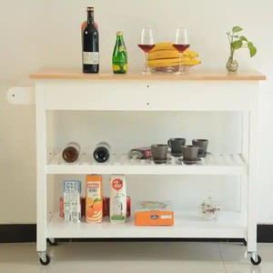 lot 24899 image: Kicthen Cart With Wood Top, White - Retail $239.60