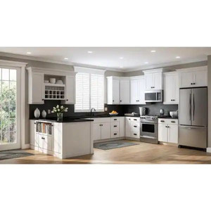 lot 24901 image: Hampton Bay - Shaker Satin White Stock Assembled Wall Kitchen Cabinet (24 in. x 30 in. x 12 in.) - Retail $155.00