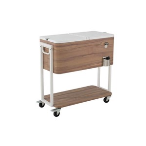 lot 24949 image: StyleWell - 80 Qt. Light Brown Woodgrain Cooler with White, Natural wood grain - Retail $139.00