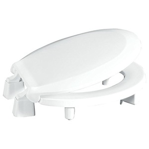 lot 24941 image: Centoco - Round 3in. Raised Plastic Toilet Seat, Closed Front with Cover, White - Retail $93.88