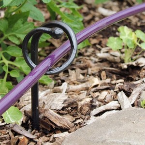 lot 24911 image: Achla Designs Tall Black Iron Hose Guide Guard wBall End Design (6-Pack) 14 in. - Retail $41.78