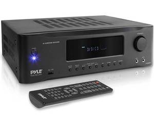 lot 28857 image: $$ 5.2-Channel Hi-Fi Bluetooth Stereo Amplifier - 1000 Watt AV Home Speaker Subwoofer Sound Receiver with Radio, USB, RCA, HDMI, Mic In, Wireless Streaming, Supports 4K UHD TV, 3D, Blu-Ray - Pyle PT694BT Retail $262