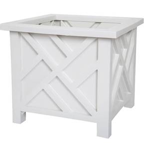 lot 28873 image: Planter Box - Decorative Outdoor Garden Box for Potted Plants or Flowers - Square Lattice Design - Front Porch and Patio Dcor By Pure Garden (White)