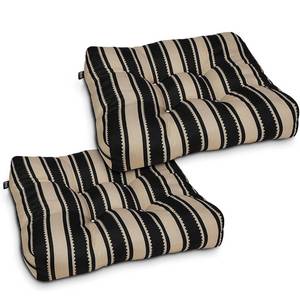 lot 28876 image: Classic Accessories Water-Resistant Square Patio Seat Cushions, 19 x 19 x 5 Inch, 2 Pack, Black Sedona Stripe, Outdoor Seat Cushions