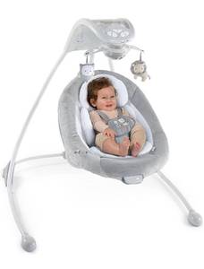 lot 28912 image: Ingenuity InLighten Baby Swing - Cool Mesh Fabric, Vibrations, Swivel Infant Seat, Nature Sounds, Light Up Motorized Mobile - Braden