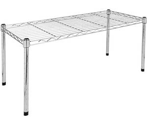 lot 29847 image: Simple Deluxe Heavy Duty 1-Shelf Shelving, Adjustable Storage Units, Steel Organizer Wire Rack, 30 W x 14 D x 15 H, Chrome - One Side Bent